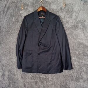 Zegna Siena 100% Wool DoubleBreasted Travel Coat Jacket Mens Navy Size 54L
